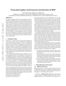 Truncated Laplace and Gaussian mechanisms of RDP