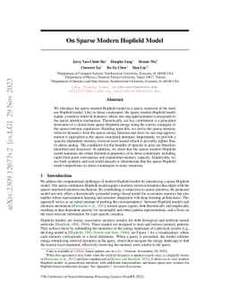 On Sparse Modern Hopfield Model