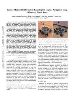 Teacher-Student Reinforcement Learning for Mapless Navigation using a
  Planetary Space Rover