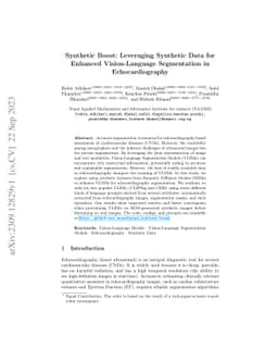 Synthetic Boost: Leveraging Synthetic Data for Enhanced Vision-Language
  Segmentation in Echocardiography