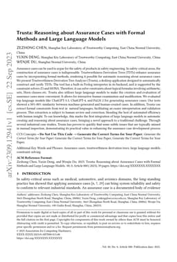 Trusta: Reasoning about Assurance Cases with Formal Methods and Large
  Language Models