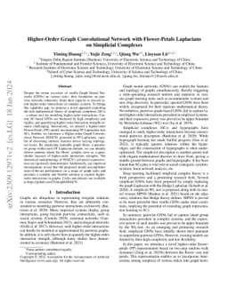 Higher-order Graph Convolutional Network with Flower-Petals Laplacians
  on Simplicial Complexes