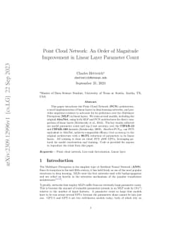 Point Cloud Network: An Order of Magnitude Improvement in Linear Layer
  Parameter Count