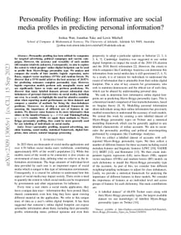 Personality Profiling: How informative are social media profiles in
  predicting personal information?