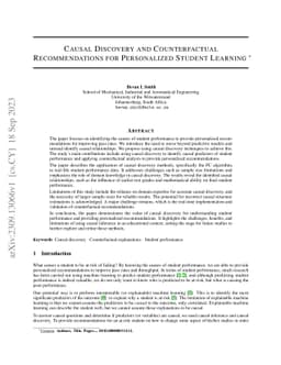 Causal Discovery and Counterfactual Explanations for Personalized
  Student Learning