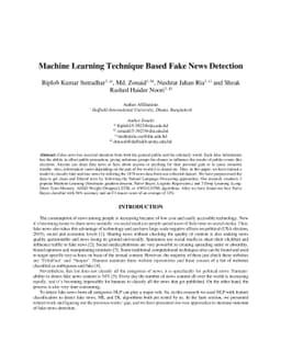 Machine Learning Technique Based Fake News Detection