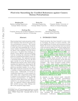 Pixel-wise Smoothing for Certified Robustness against Camera Motion
  Perturbations