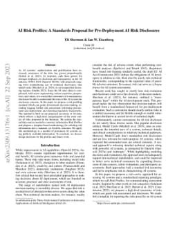 AI Risk Profiles: A Standards Proposal for Pre-Deployment AI Risk
  Disclosures