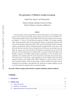 On optimality of Mallows model averaging
