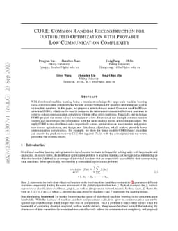 CORE: Common Random Reconstruction for Distributed Optimization with
  Provable Low Communication Complexity