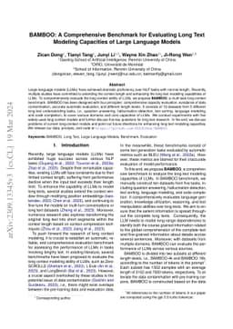 BAMBOO: A Comprehensive Benchmark for Evaluating Long Text Modeling
  Capacities of Large Language Models