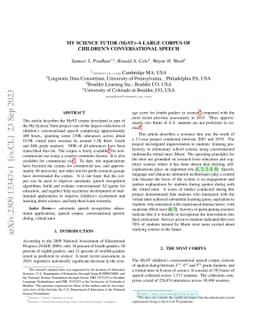 My Science Tutor (MyST) -- A Large Corpus of Children's Conversational
  Speech