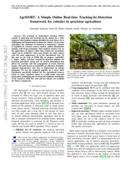 AgriSORT: A Simple Online Real-time Tracking-by-Detection framework for
  robotics in precision agriculture