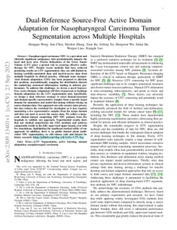 Dual-Reference Source-Free Active Domain Adaptation for Nasopharyngeal
  Carcinoma Tumor Segmentation across Multiple Hospitals