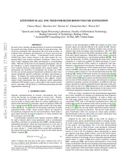 Attention Is All You Need For Blind Room Volume Estimation
