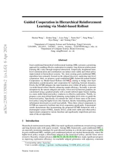 Guided Cooperation in Hierarchical Reinforcement Learning via
  Model-based Rollout