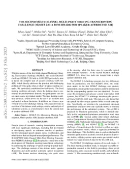 The second multi-channel multi-party meeting transcription challenge
  (M2MeT) 2.0): A benchmark for speaker-attributed ASR