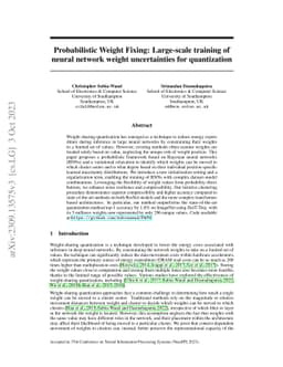 Probabilistic Weight Fixing: Large-scale training of neural network
  weight uncertainties for quantization