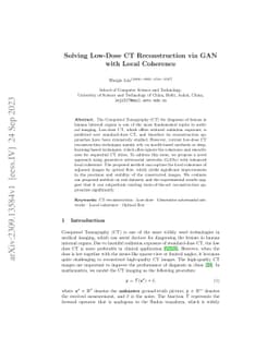 Solving Low-Dose CT Reconstruction via GAN with Local Coherence