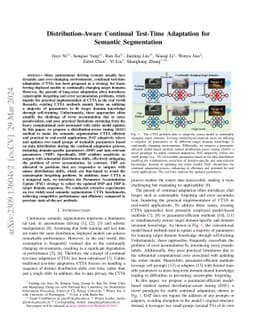 Distribution-Aware Continual Test-Time Adaptation for Semantic
  Segmentation