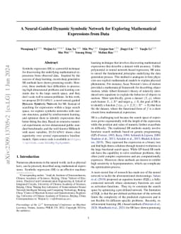 A Neural-Guided Dynamic Symbolic Network for Exploring Mathematical
  Expressions from Data