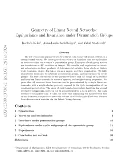 Geometry of Linear Neural Networks: Equivariance and Invariance under Permutation Groups