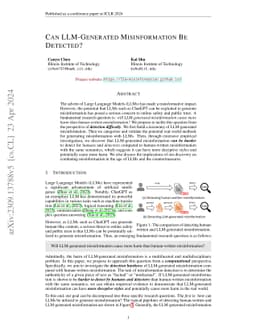 Can LLM-Generated Misinformation Be Detected?