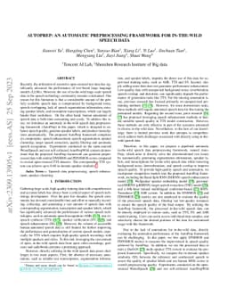 AutoPrep: An Automatic Preprocessing Framework for In-the-Wild Speech
  Data