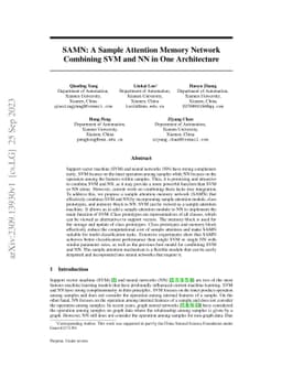 SAMN: A Sample Attention Memory Network Combining SVM and NN in One
  Architecture