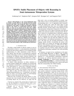 SPOTS: Stable Placement of Objects with Reasoning in Semi-Autonomous
  Teleoperation Systems