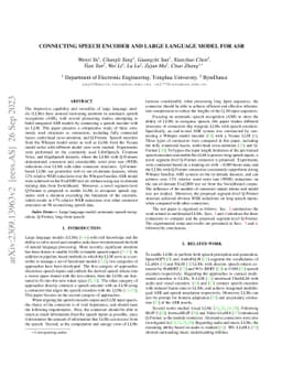 Connecting Speech Encoder and Large Language Model for ASR
