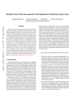 Hashing Neural Video Decomposition with Multiplicative Residuals in
  Space-Time