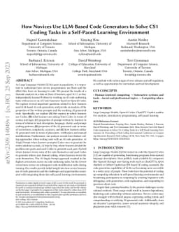 How Novices Use LLM-Based Code Generators to Solve CS1 Coding Tasks in a
  Self-Paced Learning Environment