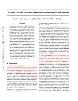 Revisiting LARS for Large Batch Training Generalization of Neural
  Networks