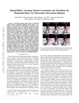 HumanMimic: Learning Natural Locomotion and Transitions for Humanoid
  Robot via Wasserstein Adversarial Imitation