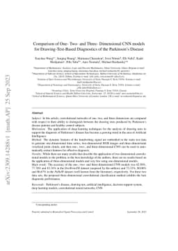 Comparison of One- Two- and Three- Dimensional CNN models for
  Drawing-Test-Based Diagnostics of the Parkinson's Disease