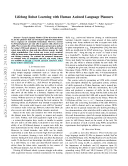 Lifelong Robot Learning with Human Assisted Language Planners