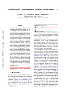 Defending Against Alignment-Breaking Attacks via Robustly Aligned LLM