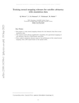 Training neural mapping schemes for satellite altimetry with simulation
  data