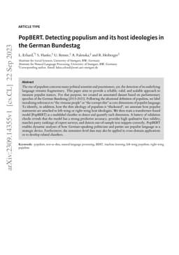 PopBERT. Detecting populism and its host ideologies in the German
  Bundestag
