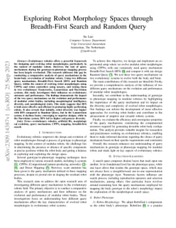 Exploring Robot Morphology Spaces through Breadth-First Search and
  Random Query