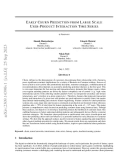 Early Churn Prediction from Large Scale User-Product Interaction Time
  Series
