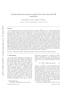 Learning dislocation dynamics mobility laws from large-scale MD
  simulations