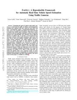 FARSEC: A Reproducible Framework for Automatic Real-Time Vehicle Speed
  Estimation Using Traffic Cameras