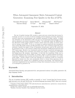 When Automated Assessment Meets Automated Content Generation: Examining
  Text Quality in the Era of GPTs