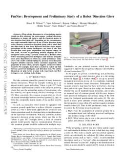 FurNav: Development and Preliminary Study of a Robot Direction Giver