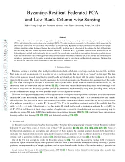 Byzantine-Resilient Federated PCA and Low Rank Column-wise Sensing