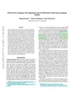 Watch Your Language: Investigating Content Moderation with Large
  Language Models