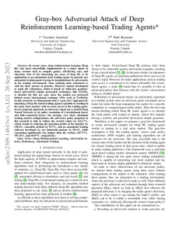 Gray-box Adversarial Attack of Deep Reinforcement Learning-based Trading
  Agents