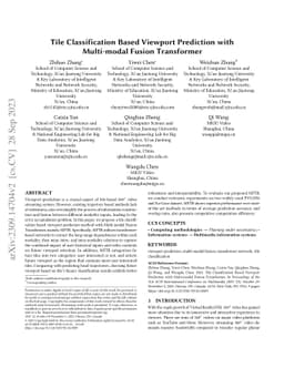 Tile Classification Based Viewport Prediction with Multi-modal Fusion
  Transformer